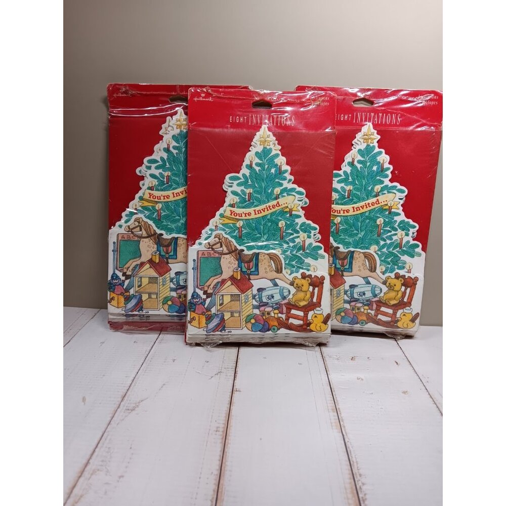 Vintage Paper Hallmark Christmas Party Invitations 3 Packs of 8 (24 cards)